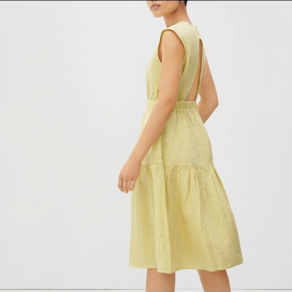Everlane Linen Open Back Dress Pale Yellow Size 2